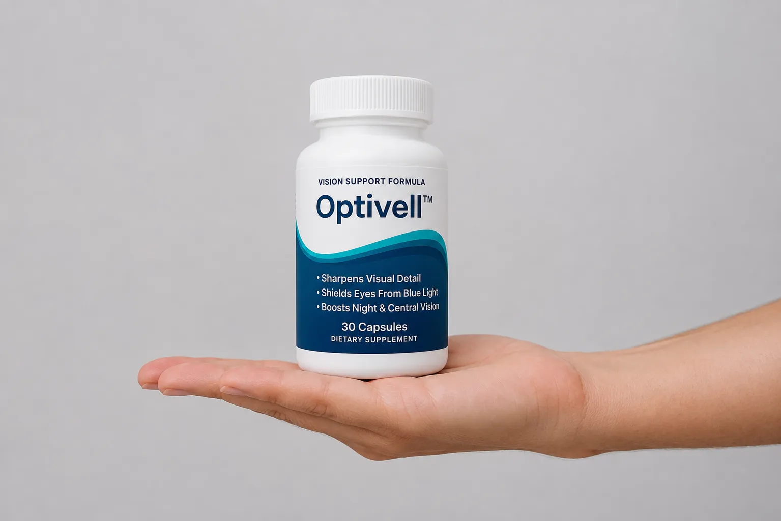 Optivell — the package held in a hand