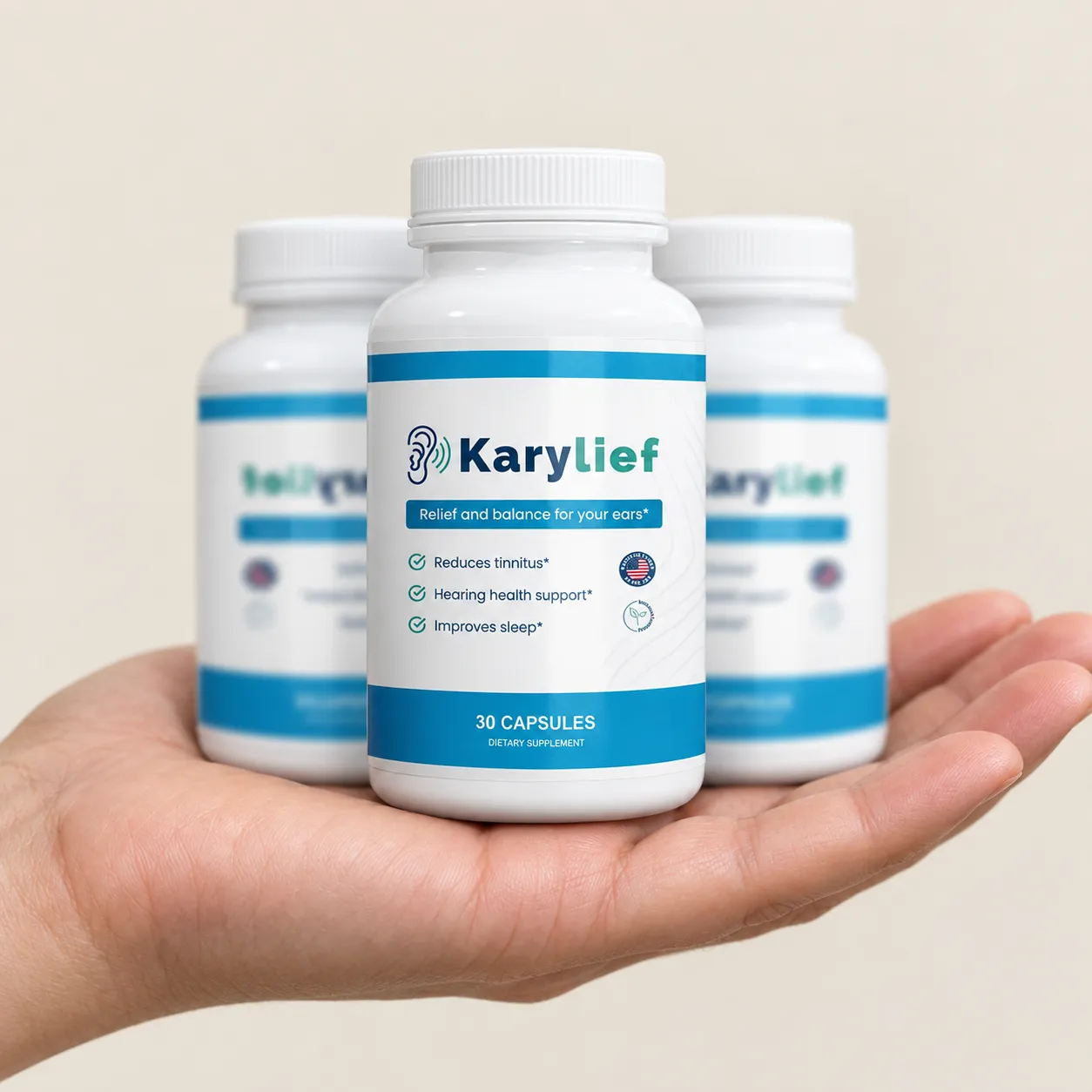 Karylief — the package held in a hand