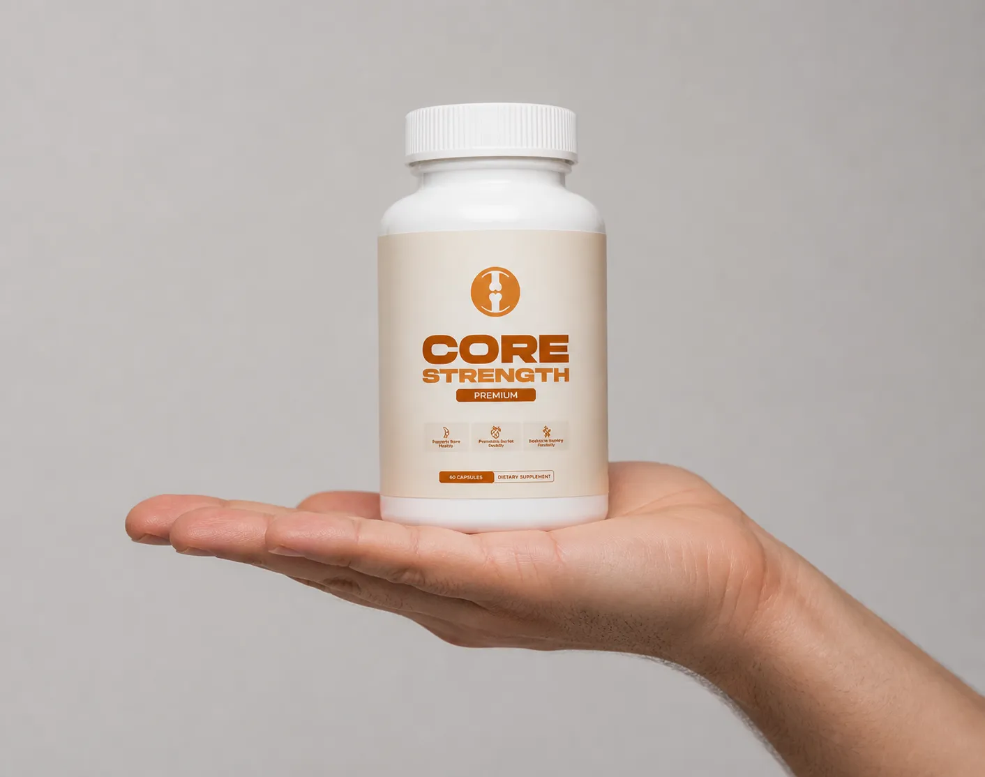 CoreStrength — the package held in a hand