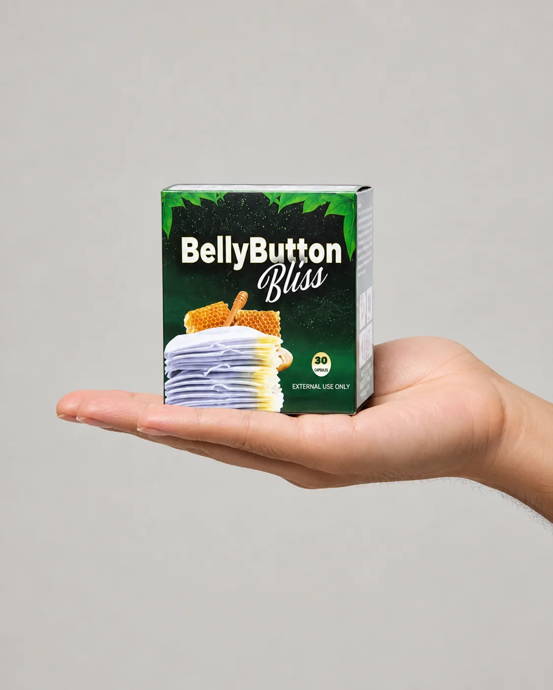 Belly Button Bliss — the package held in a hand
