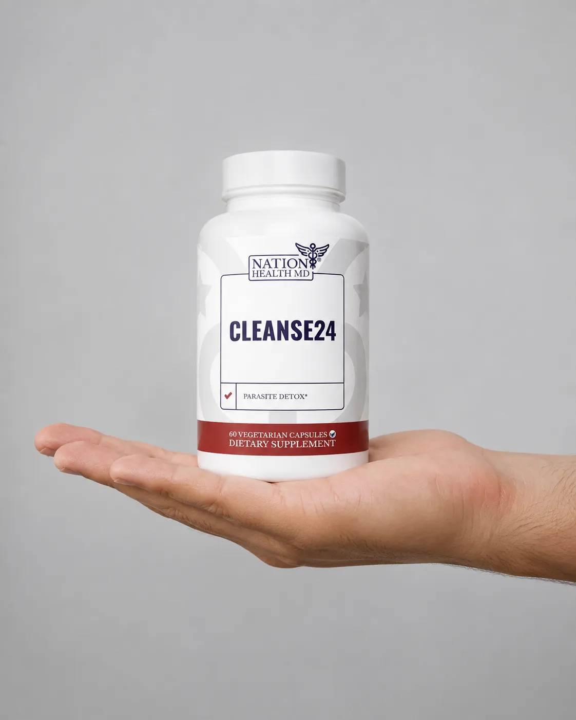 Cleanse 24 — the package held in a hand