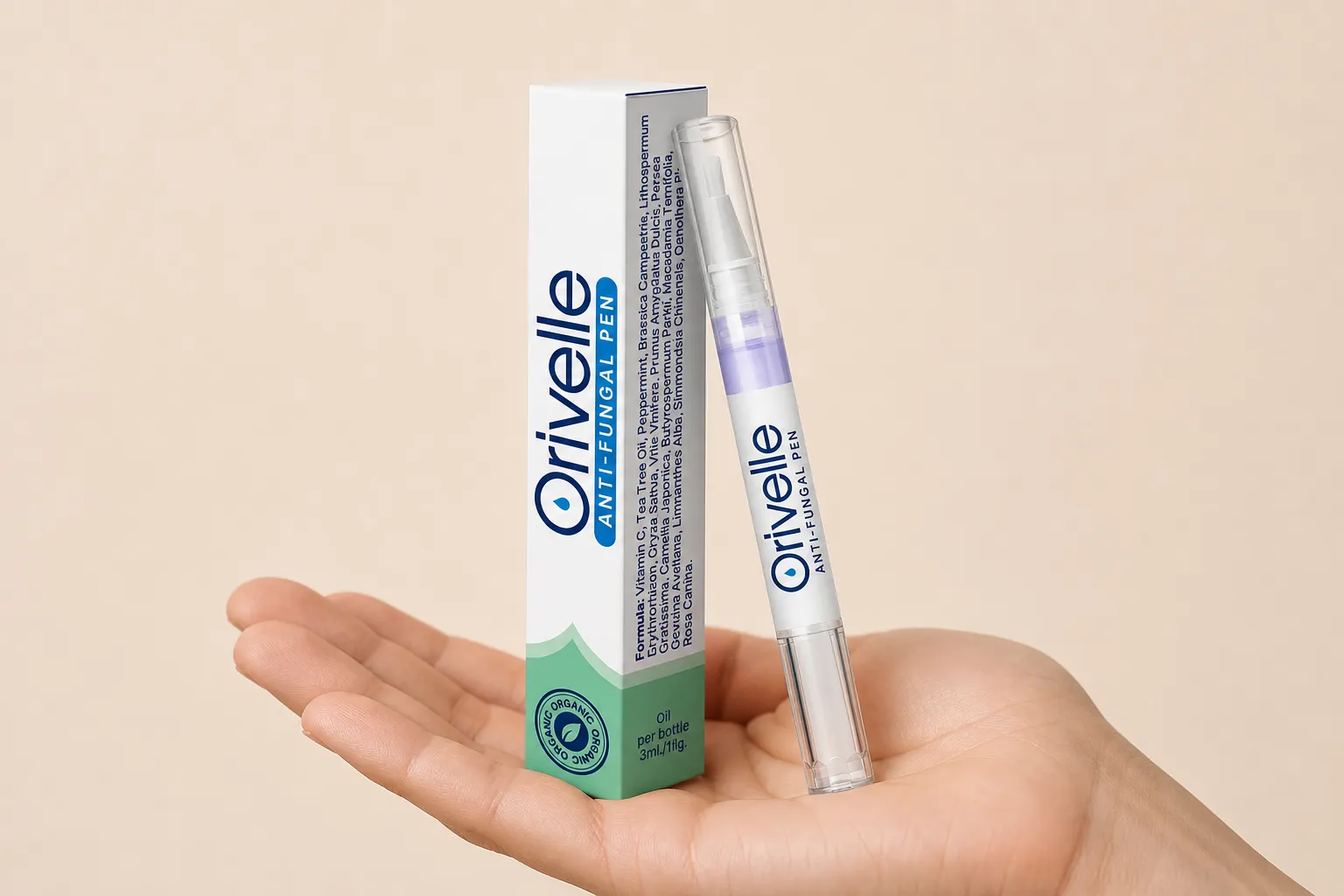ORIVELLE — the package held in a hand