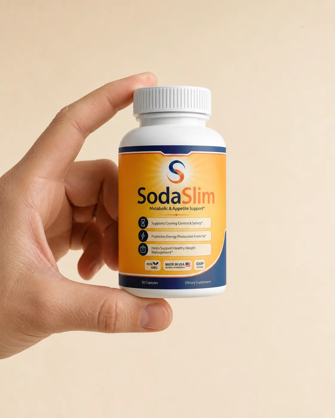 SodaSlim — the package held in a hand