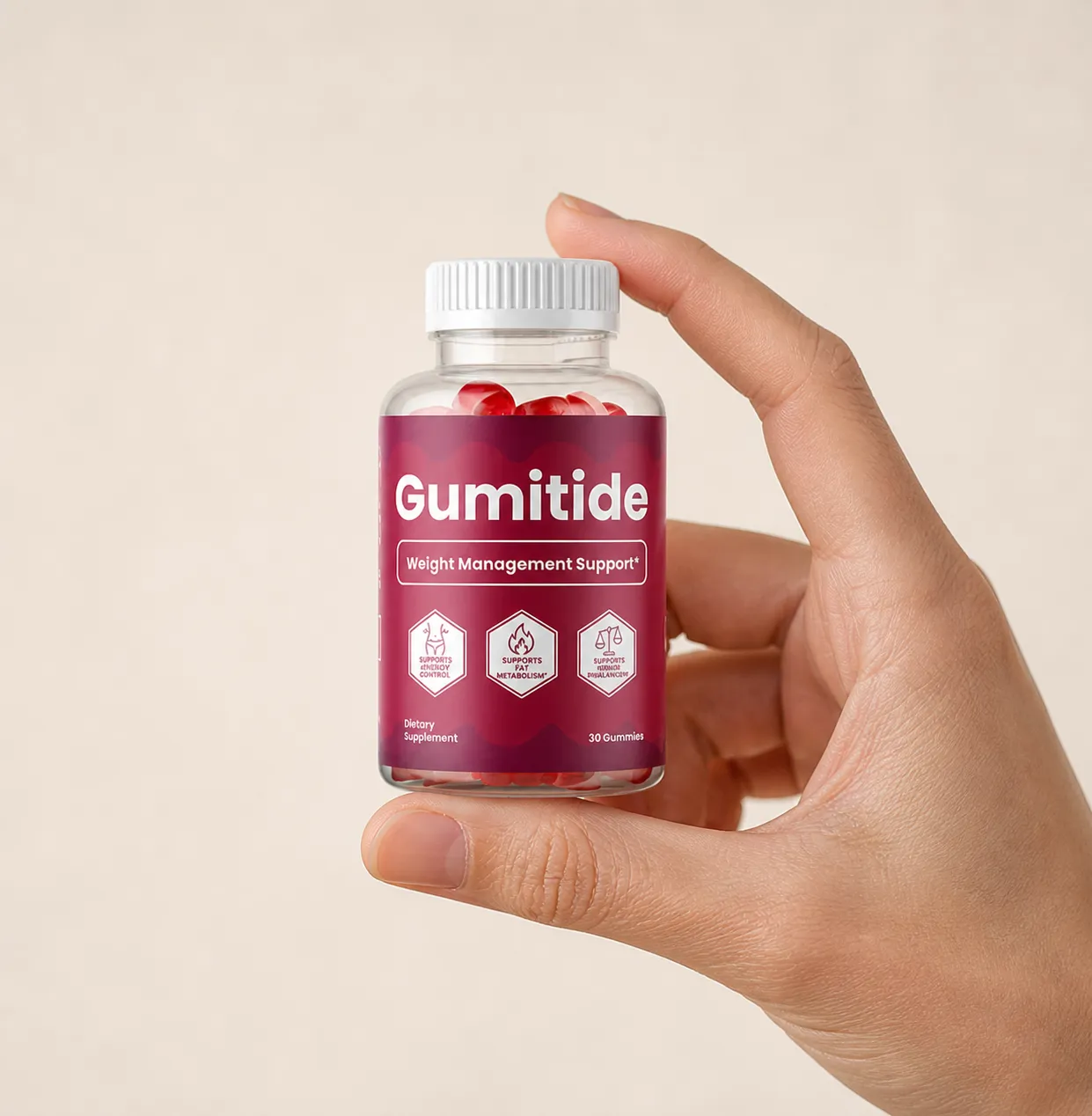 Gumitide — the package held in a hand