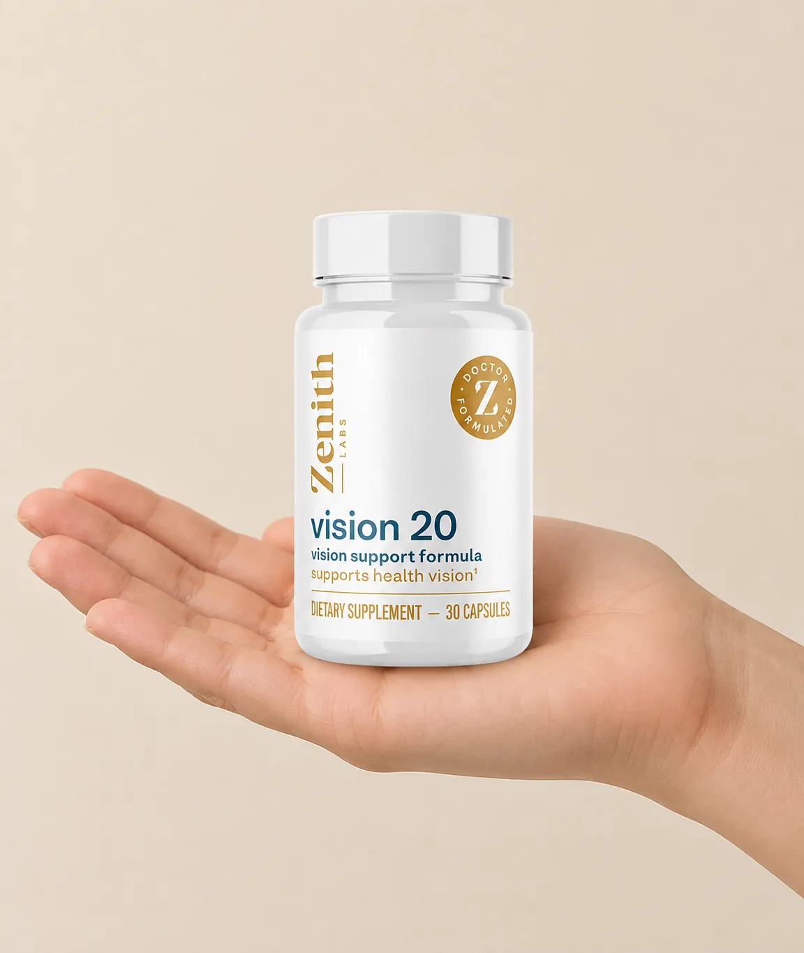 Vision 20 — the package held in a hand